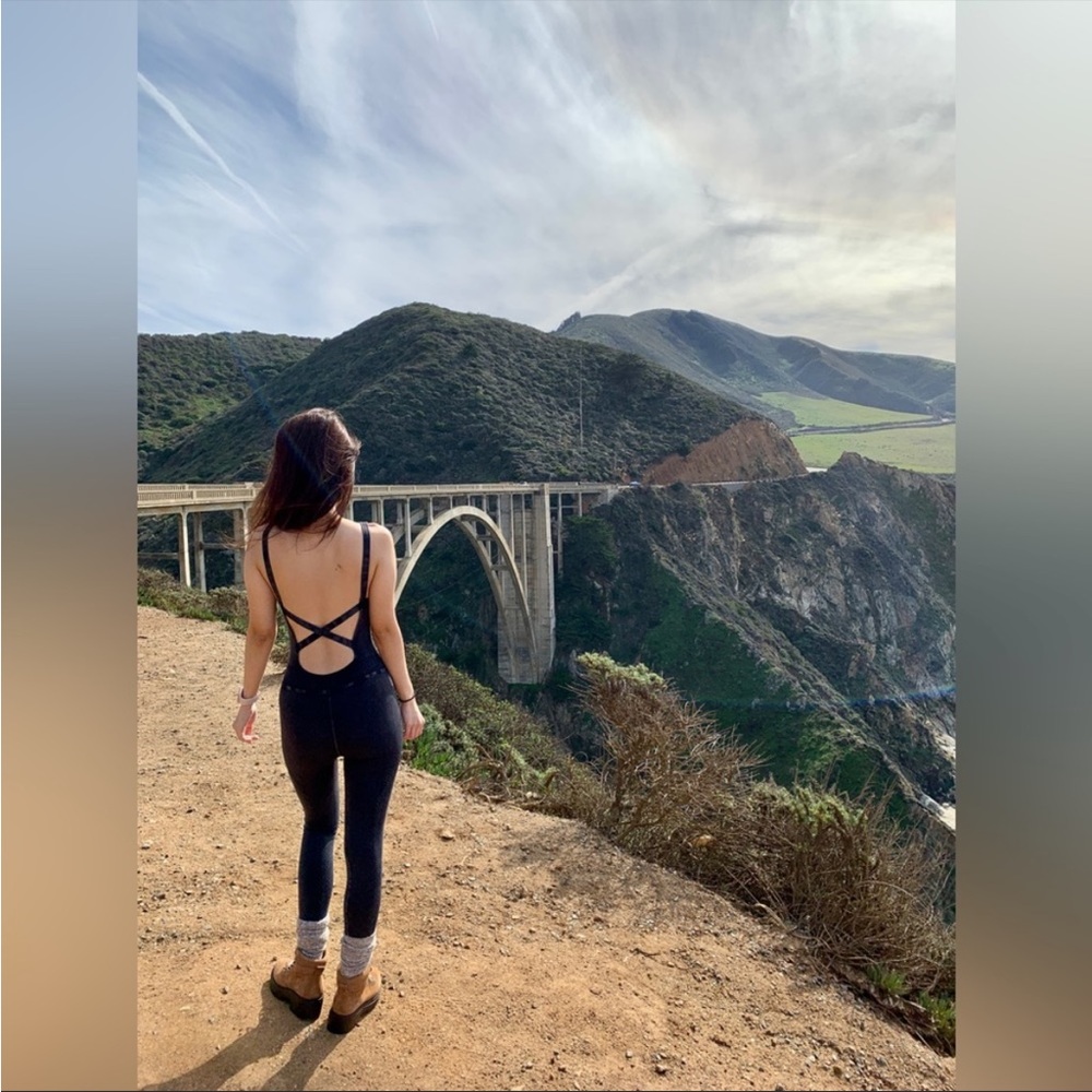 NWOT Free People Movement Good Karma Jumpsuit Washed Black M/L Onesie Activewear